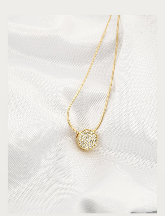 17.7-inch snake chain necklace with a pavé drop pendant 11478