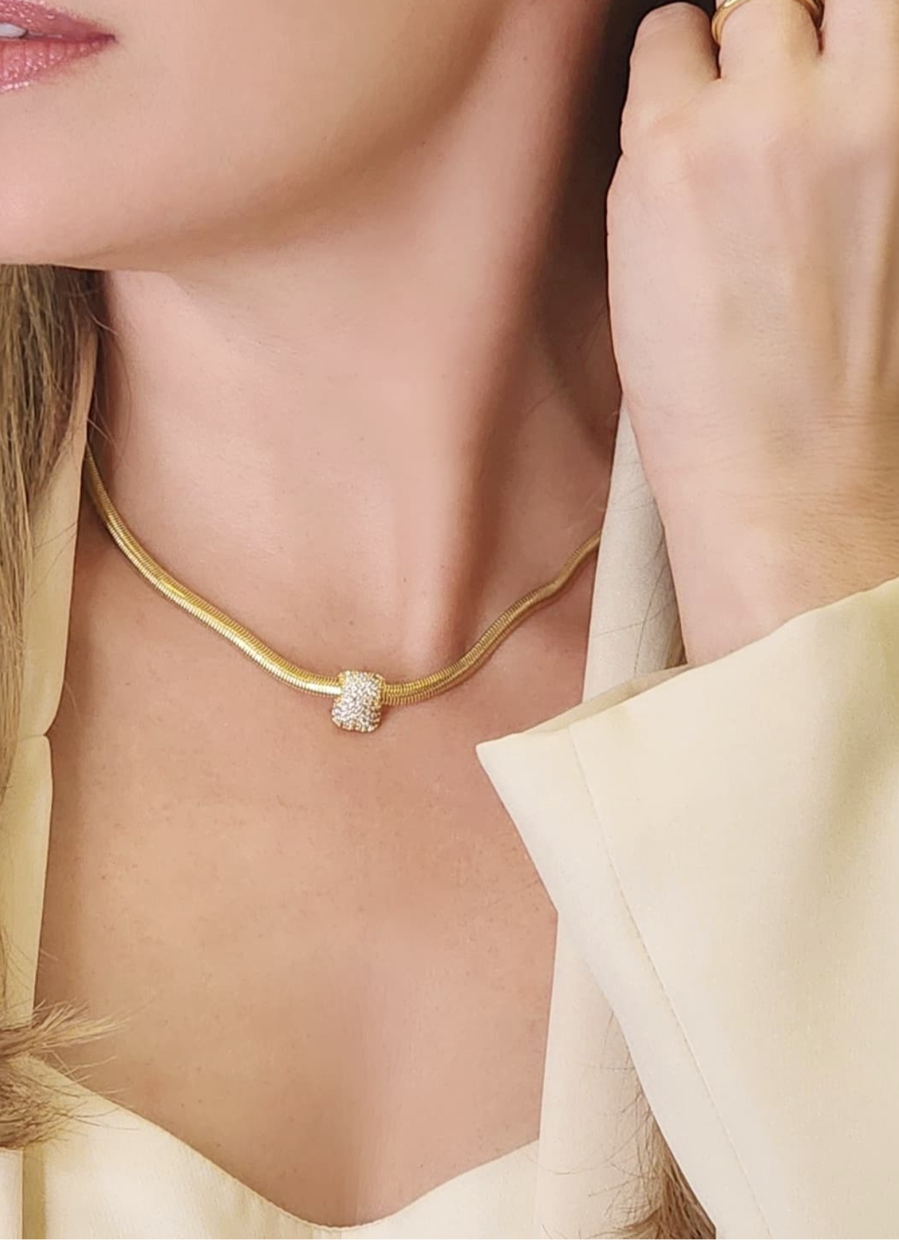 17.7-inch German cord necklace with a pavé square pendant 11481