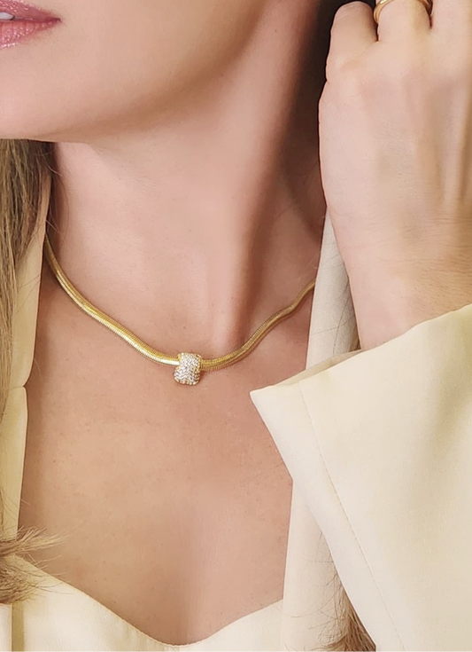 17.7-inch German cord necklace with a pavé square pendant 11481