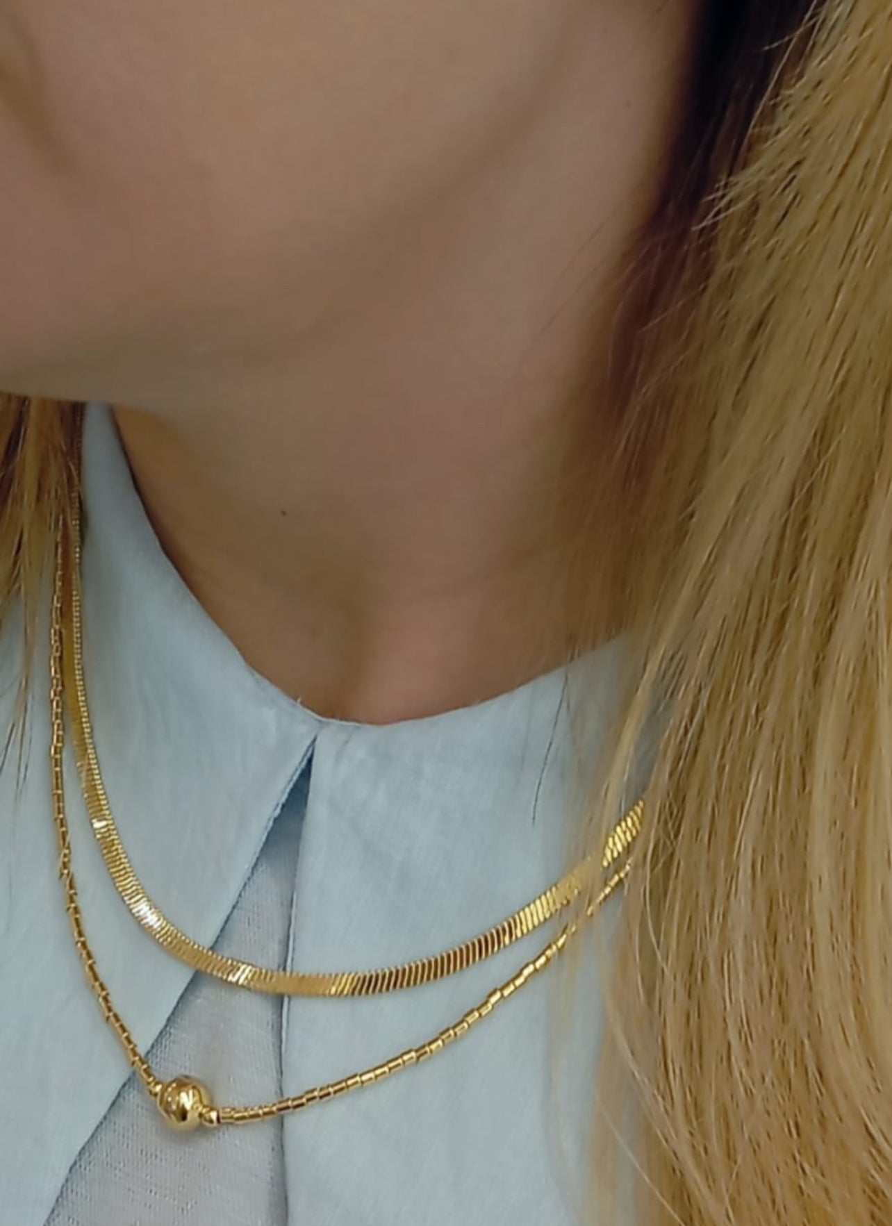 Tube Bead Necklace with Sphere 40+10cm 9461