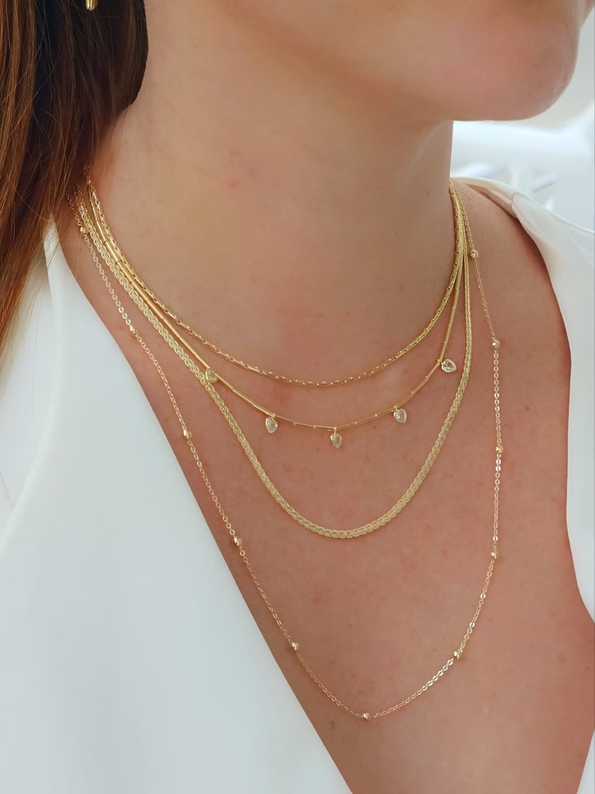 Tube necklace with 5 hearts 7922