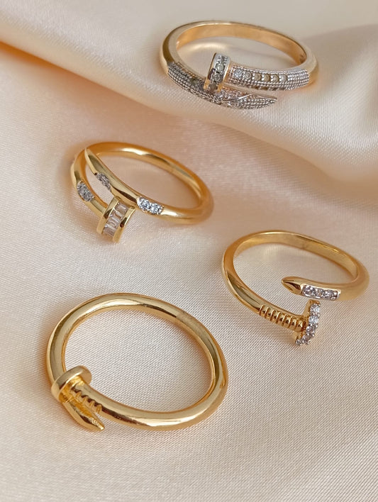 Nail Ring with Baguette Sparkling Accents