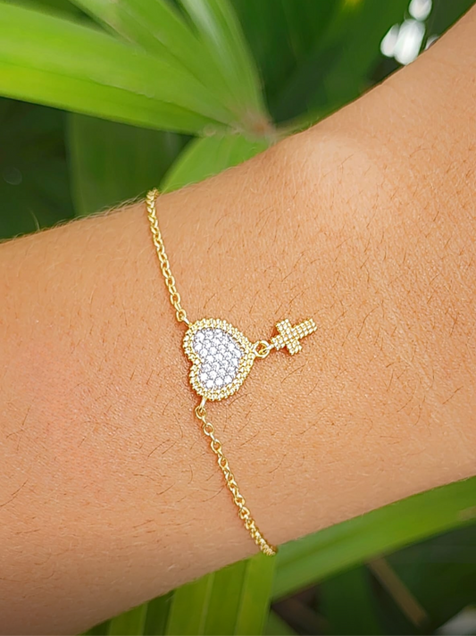 Heart bracelet with cross 9936