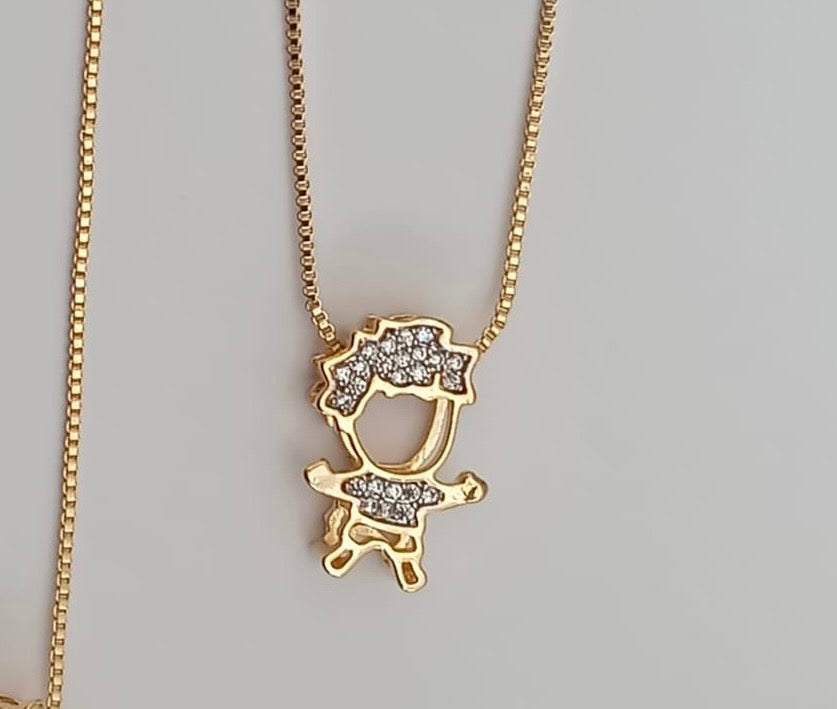 Boy/Girl pendant necklace with open base and high setting 10159