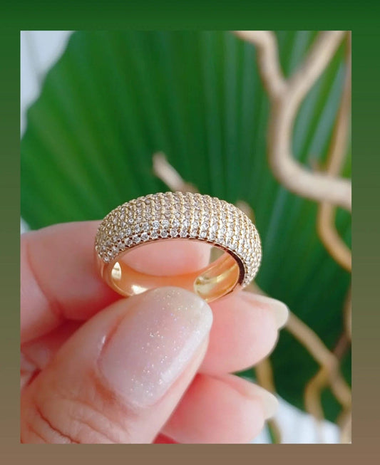 Rounded Seven-Row Pavé Ring