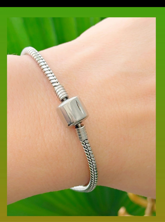 Stainless steel charm bracelet with snake chain  12017 ( Bracelet only (charms not included).