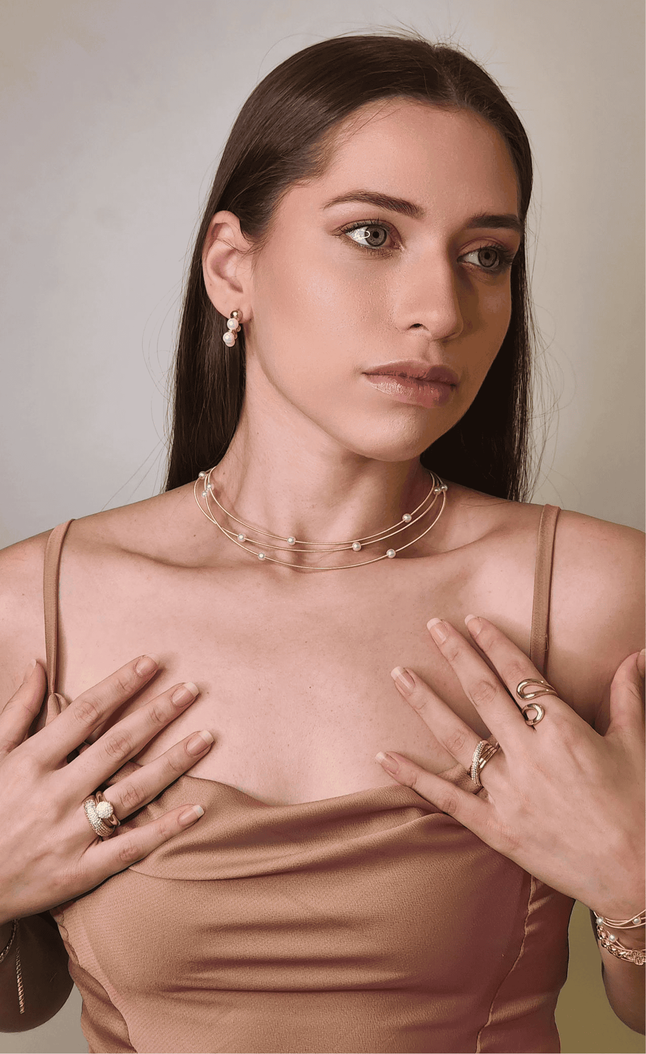 Guitar string bracelet and necklace with pearls 11015