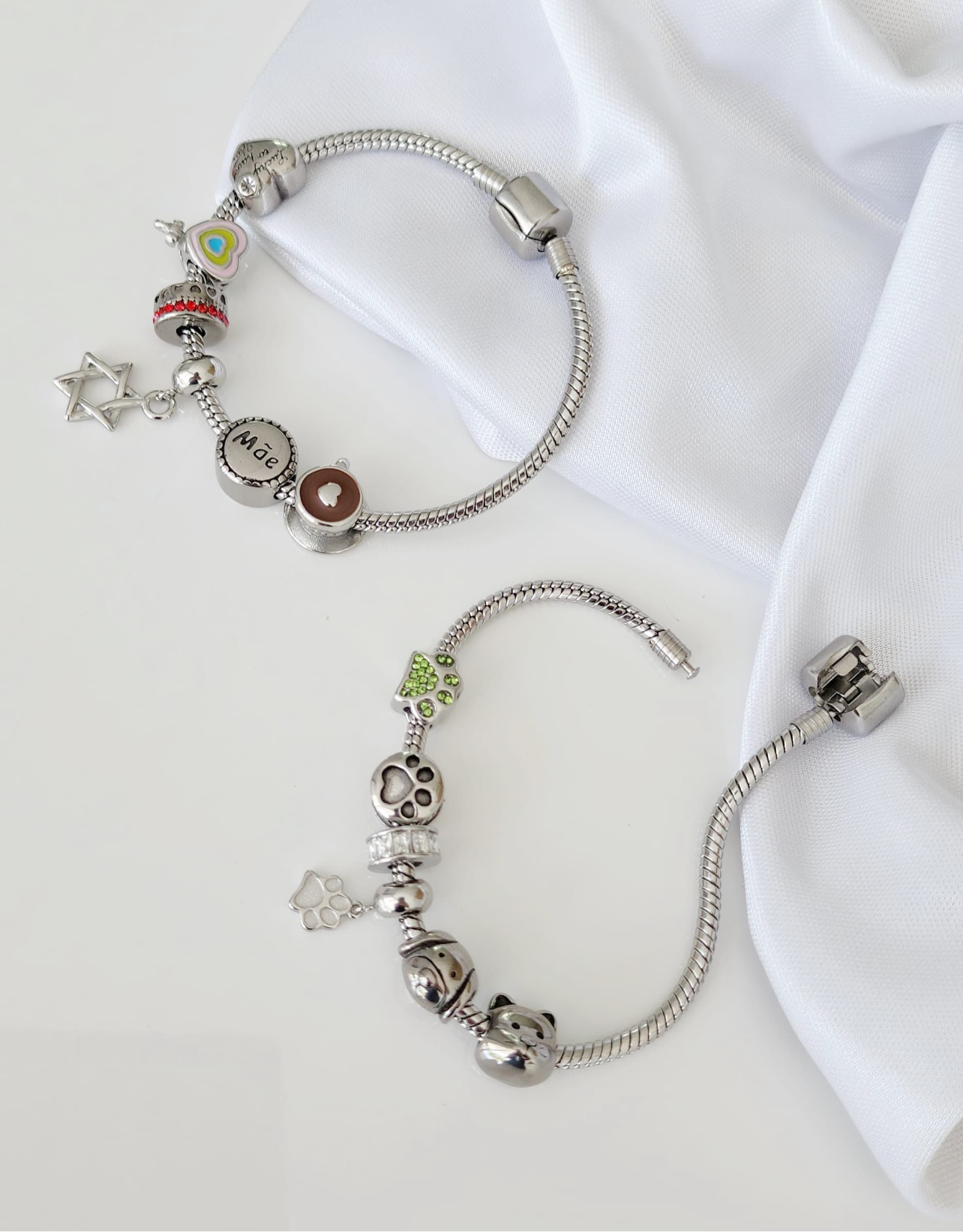 Stainless steel charm bracelet with snake chain  12017 ( Bracelet only (charms not included).