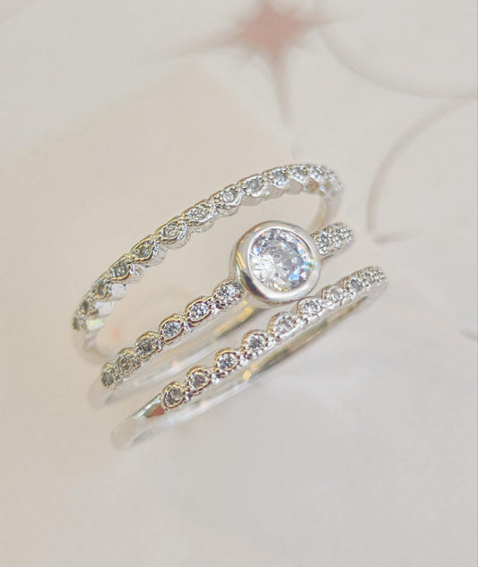 3-in-1 rhodium rings 0691
