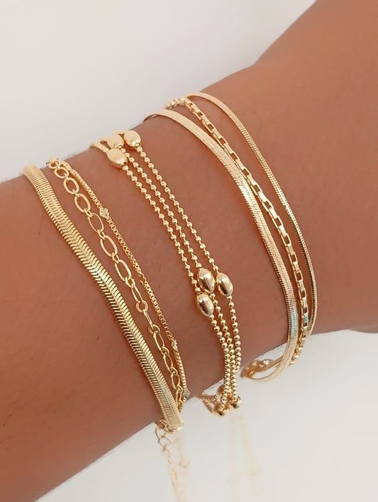 7-inch Bracelet with Two Mirrored Chains and Two Link Chains