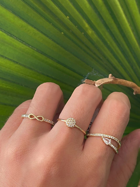 Band Ring with Pavé Setting and a Smooth Infinity Symbol