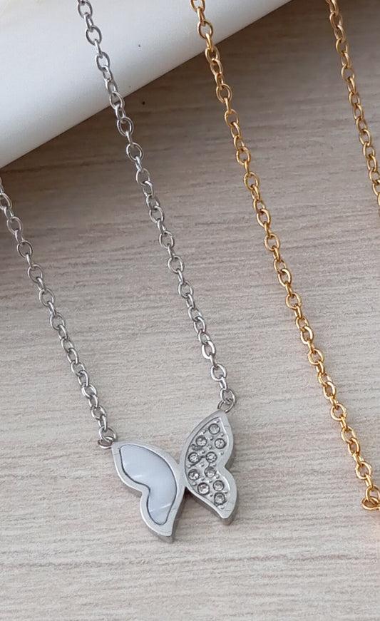 18-inch stainless steel necklace with butterfly pendant 12058