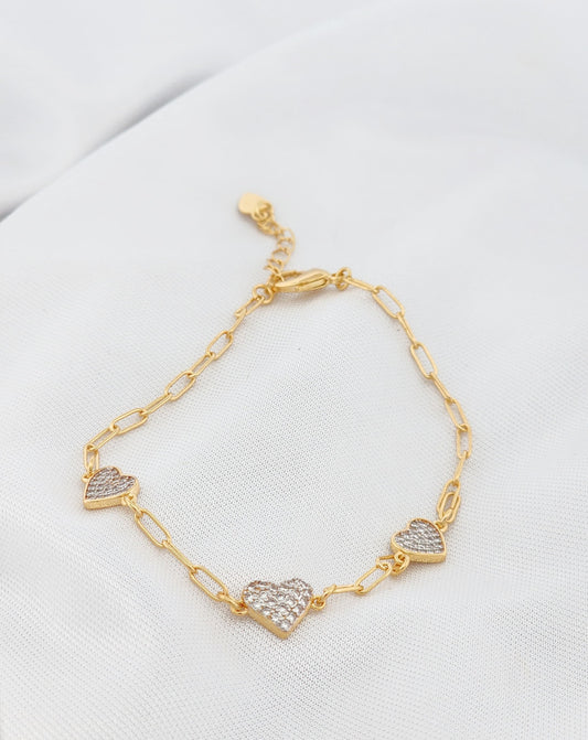 18 cm bracelet with 3 hearts chain 11094