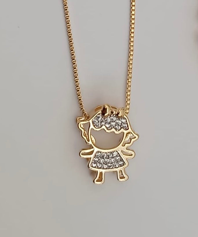 Boy/Girl pendant necklace with open base and high setting 10159