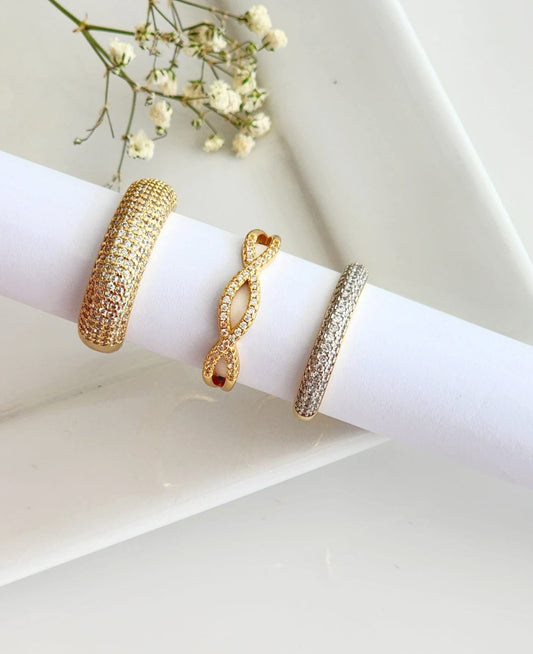 Ring with Two Pavé Infinity Strands