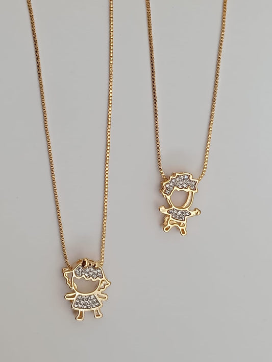 Boy/girl Pendant Necklace with Open Base and High Setting