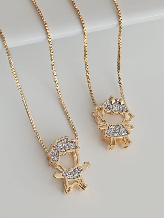 Boy/Girl pendant necklace with open base and high setting 10159