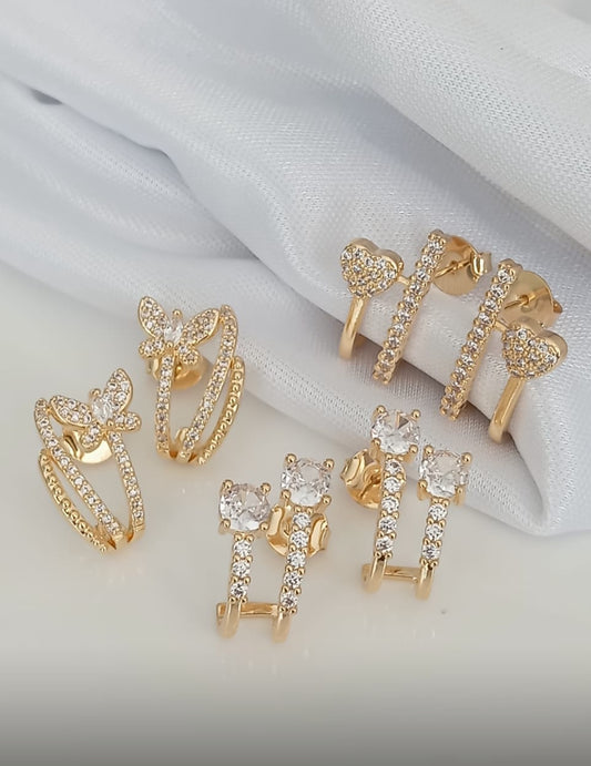 Prong Earring with a Single Band and Pavé Heart