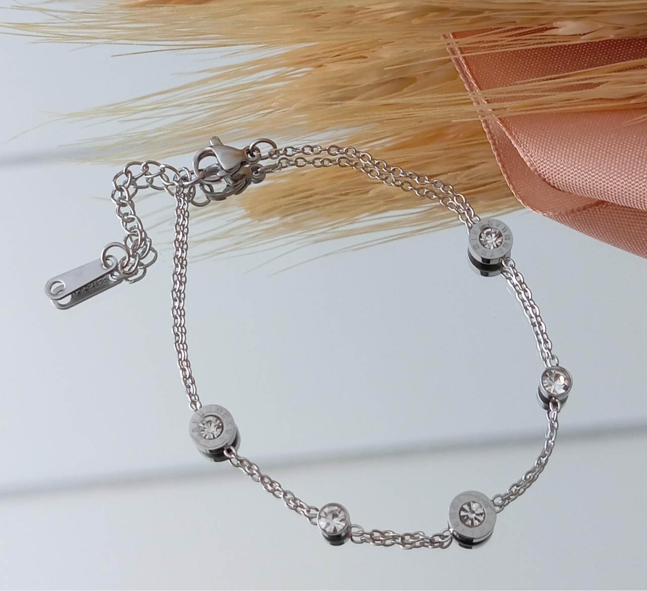 17 cm (6.7 inches) steel bracelet with light points 12071