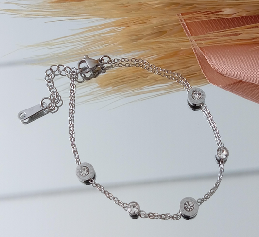 17 cm (6.7 inches) steel bracelet with light points 12071