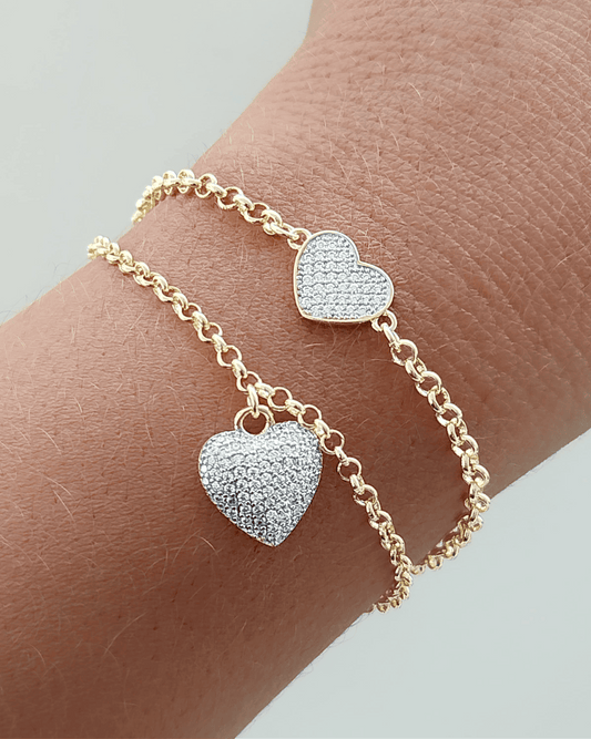 Portuguese Link Bracelet with Paved Heart 10471