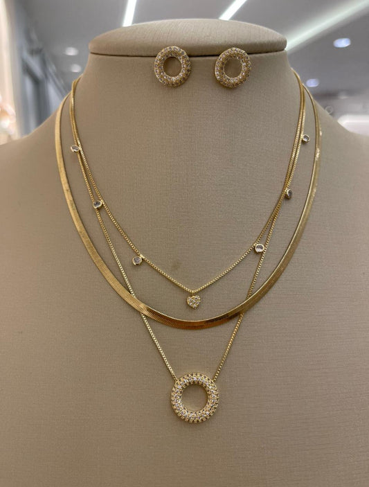 Pavé Circle Jewelry Set 40+10cm