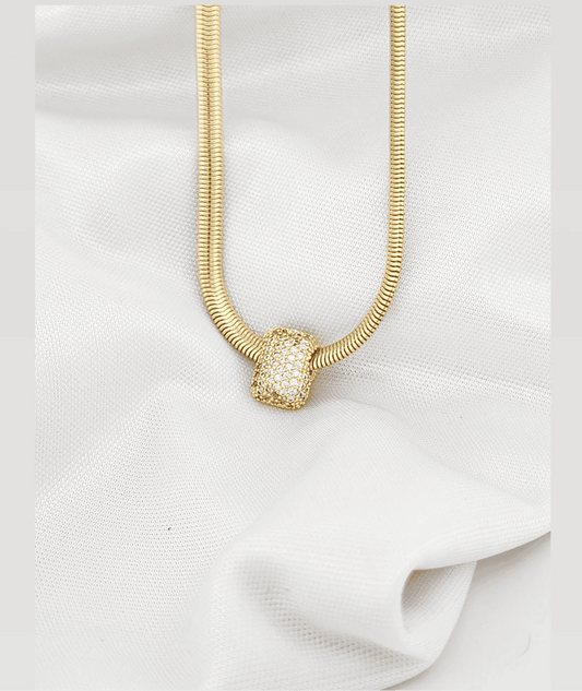 17.7-inch German Cord Necklace with a Pavé Square Pendant