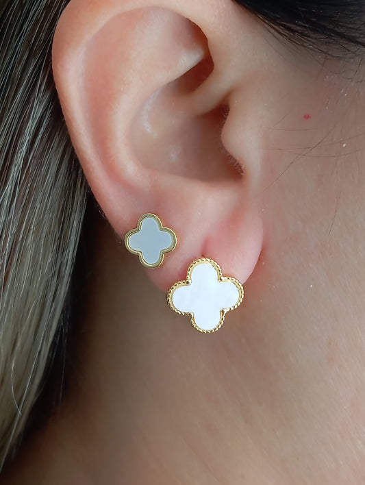 Smooth Side Mother-of-sparkling Accents Clover Earring