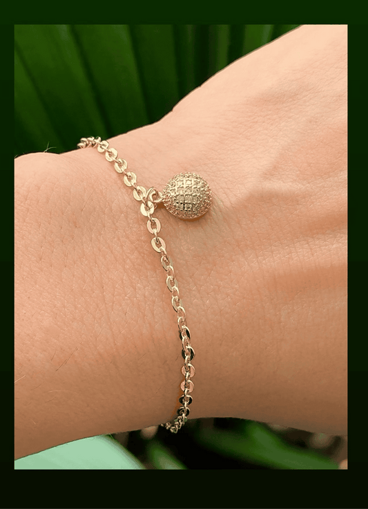 Mirrored curb bracelet with pavé-set half-sphere 10272