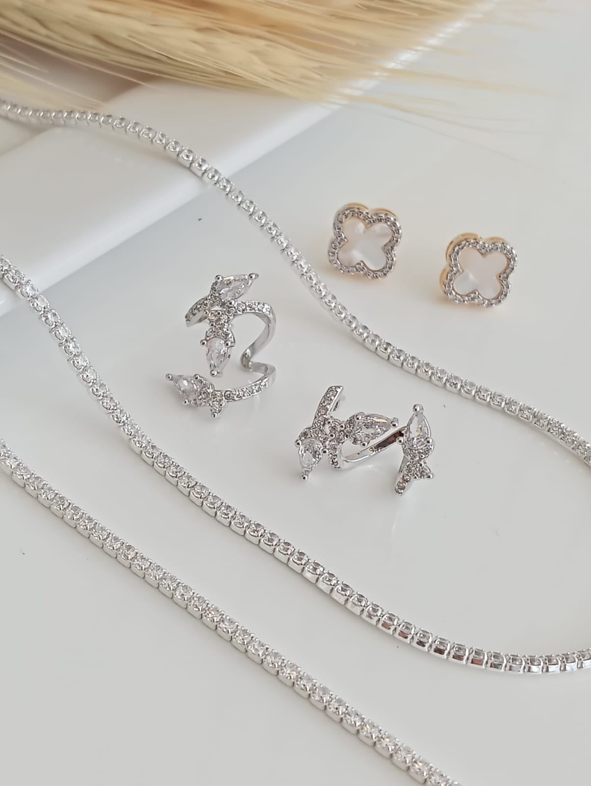 Flower Earring with a Strand and Open Base 10084