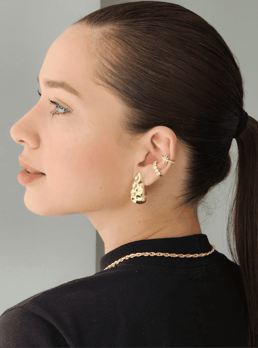 Drop Earring with Bubble Texture