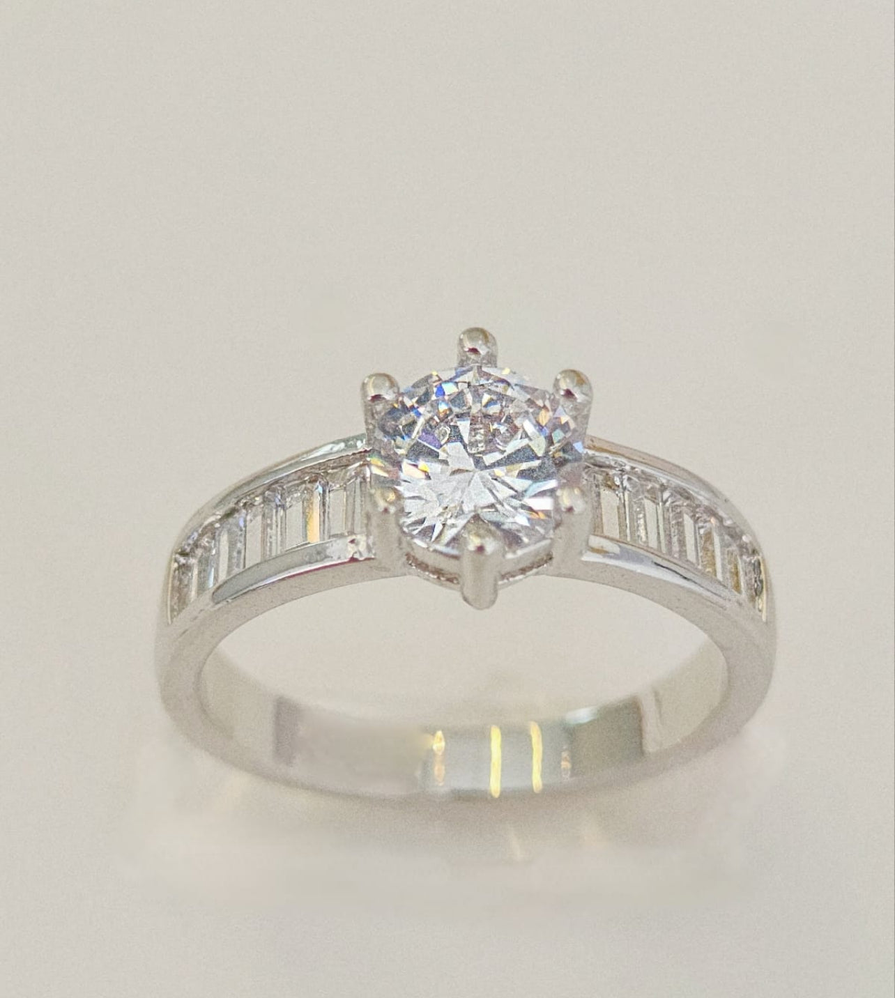 Rhodium Baguette Ring 0466