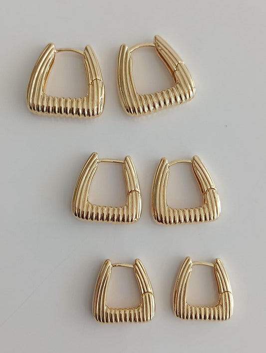 Small Hoop with Textured Triangle