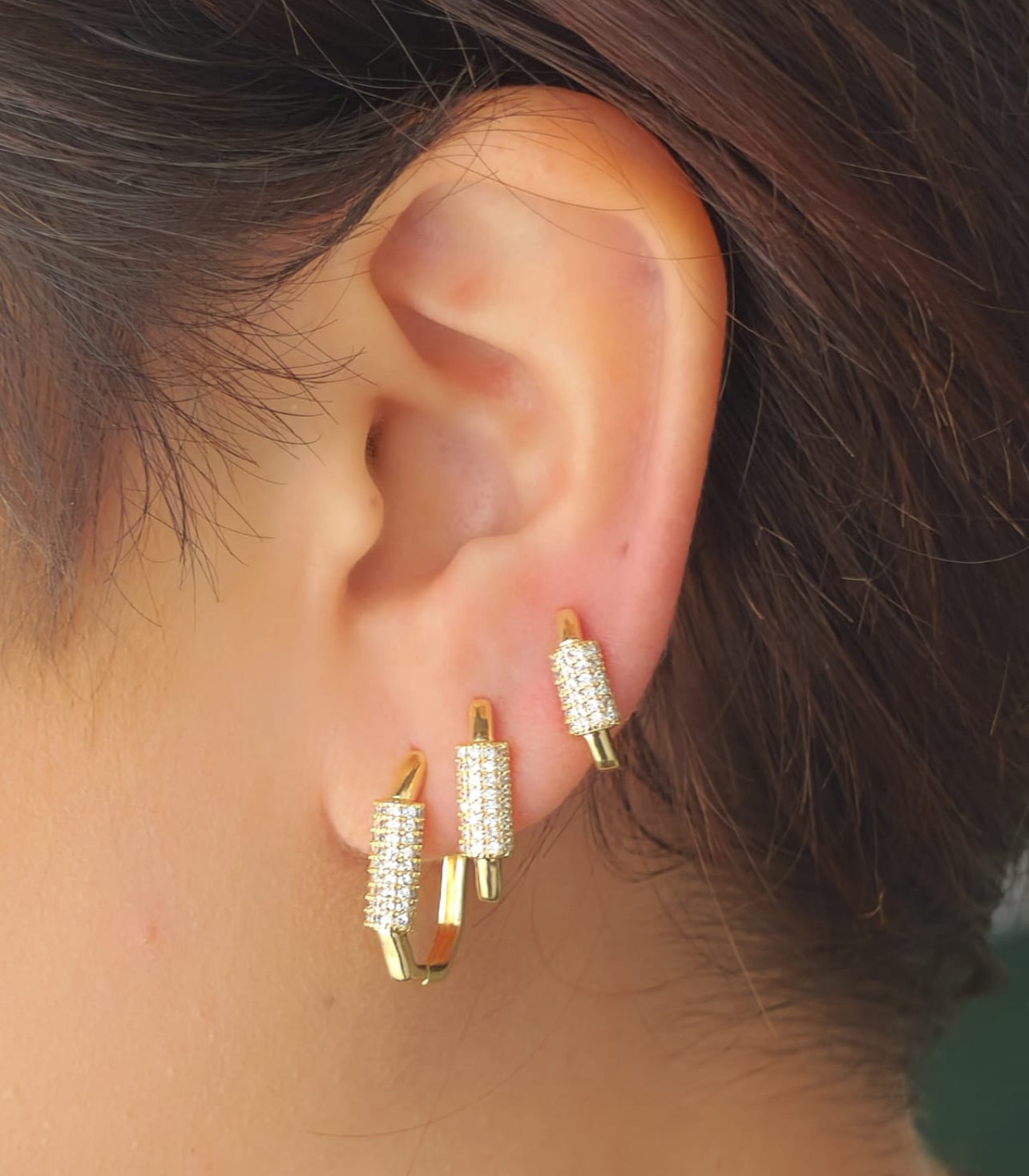 Square Hoop with Studded Cylinder