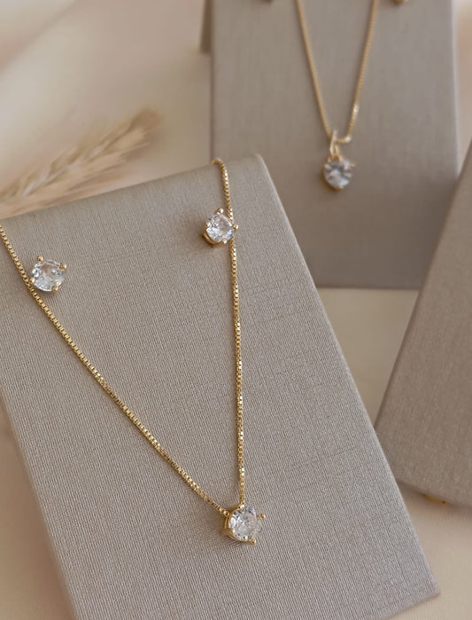 Solitaire Necklace and Stud Earring Set