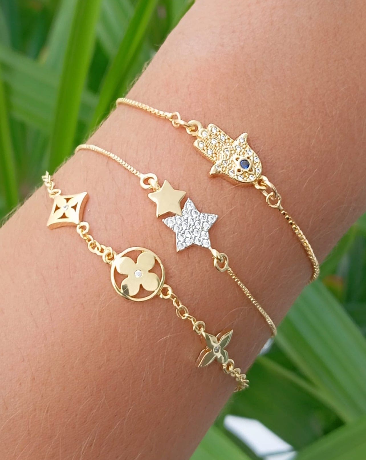 Star bracelet 1 Smooth and 1 encrusted 9276