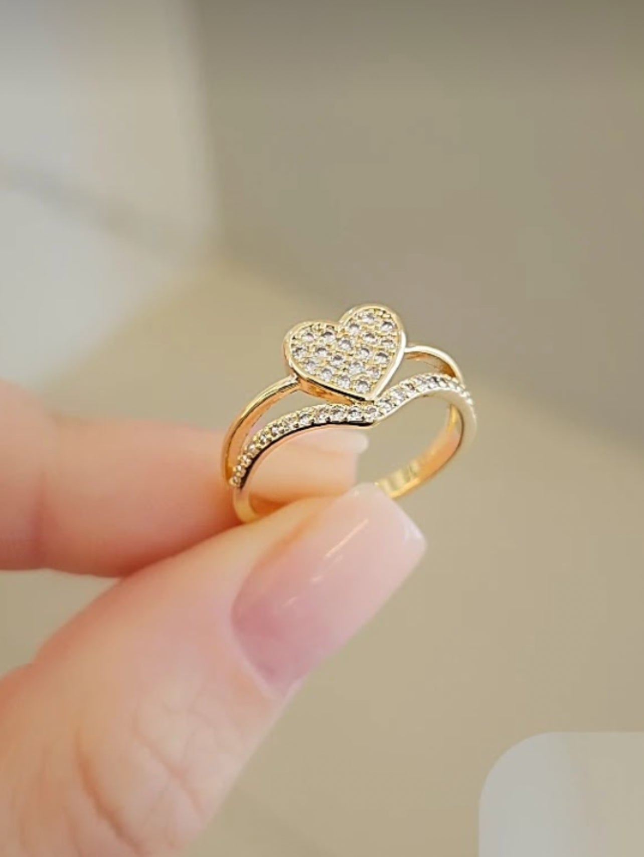 Double band Ring with heart 7341