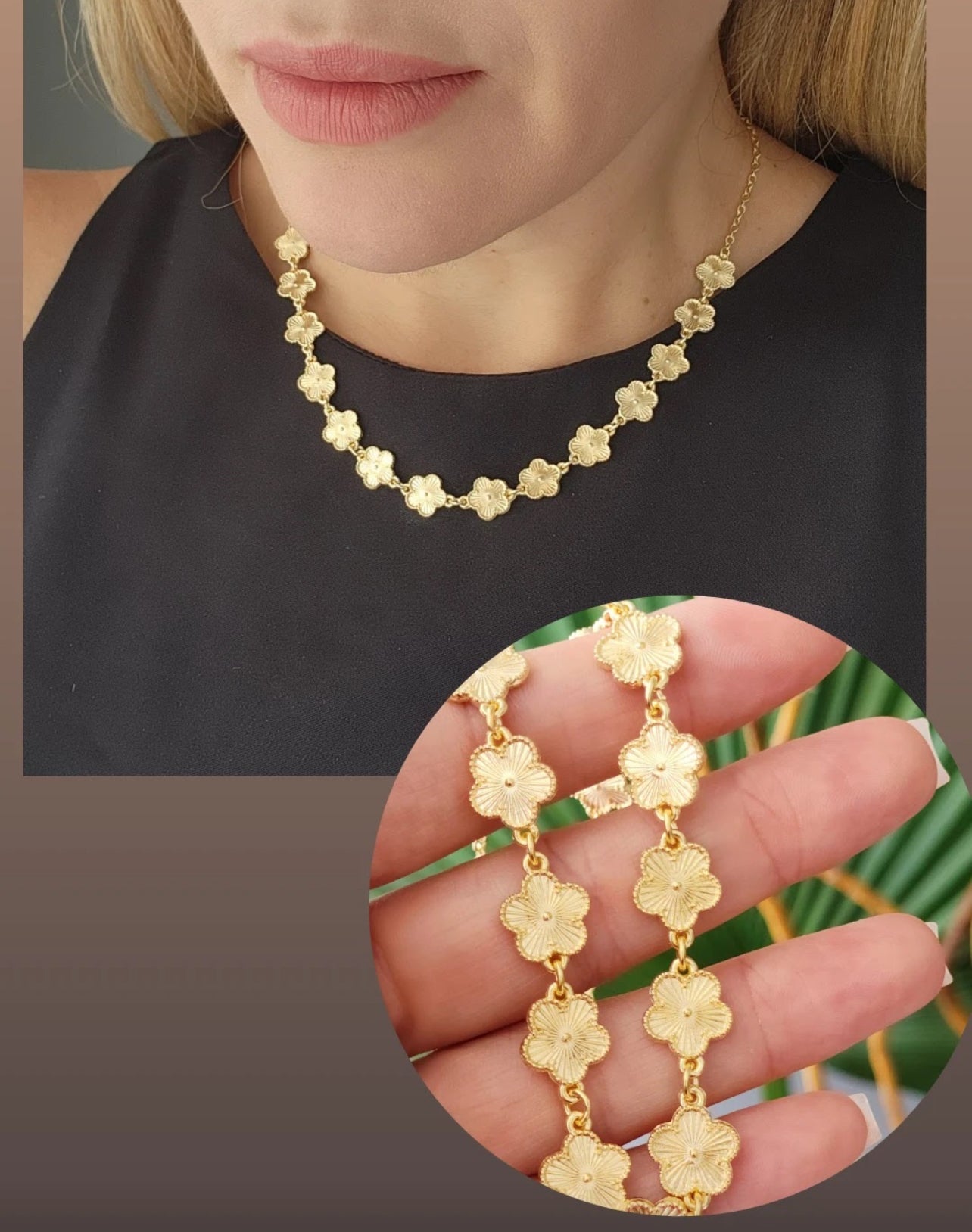 Necklace with 14 flowers 9026