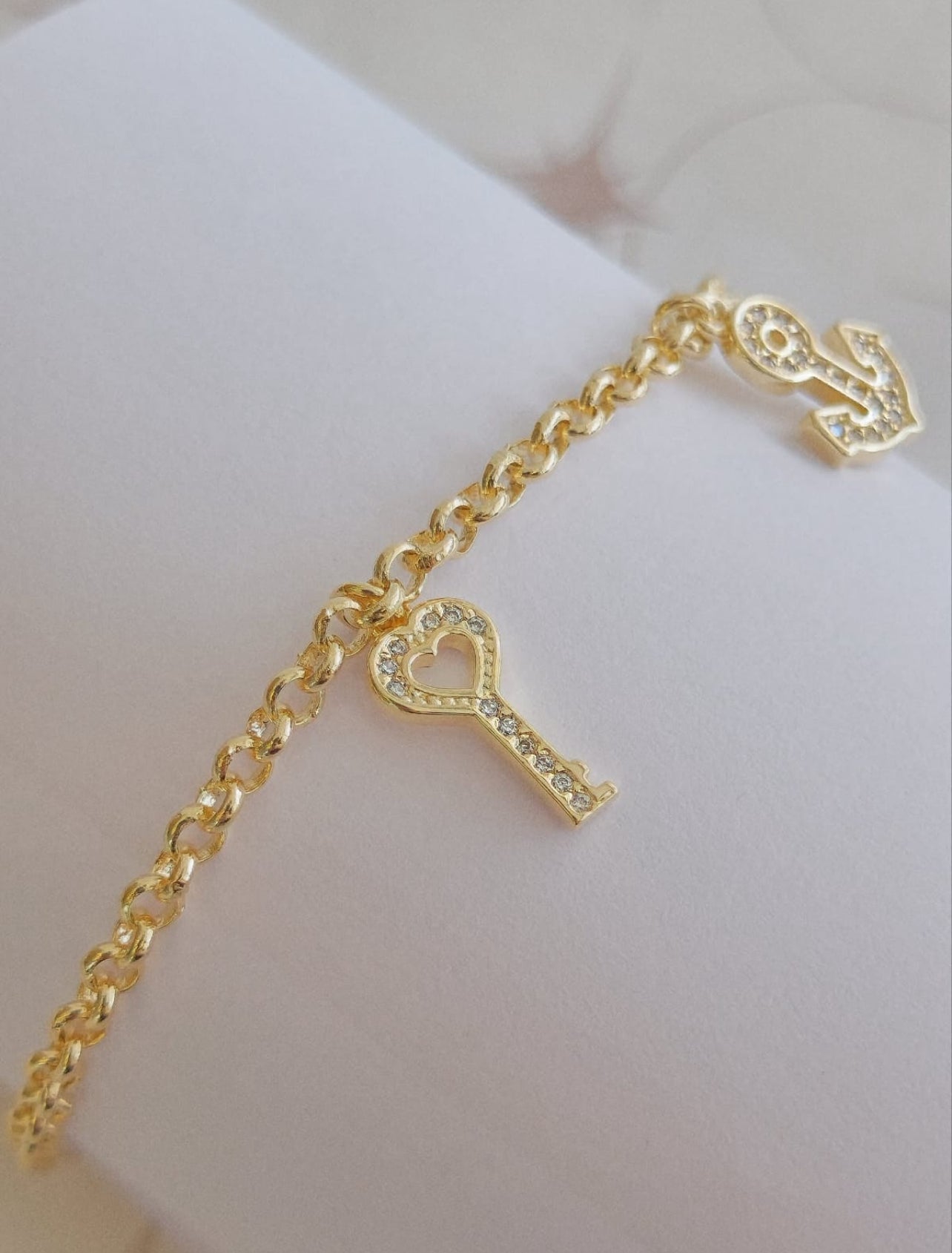 Anchor, key, and heart bracelet 2083