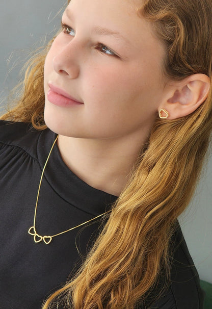 17 Inch Necklace with 3 Smooth Open Hearts
