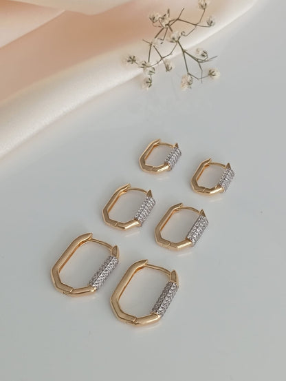 Square Hoop with Studded Cylinder