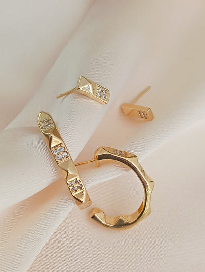 Sparkling Accents-cut Spike Hoop with Sparkling Accents