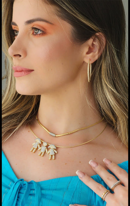 Mesh Necklace with Studded Cylinder