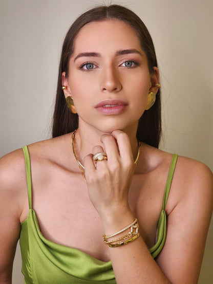 Rounded Seven-Row Pavé Ring