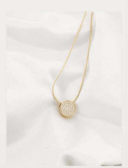 17.7-inch Snake Chain Necklace with a Pavé Drop Pendant
