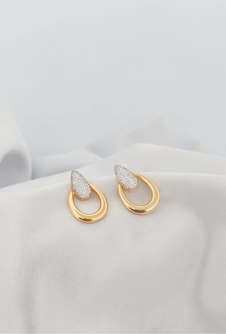 Pavé Drop Earring with Smooth U-Setting 10019