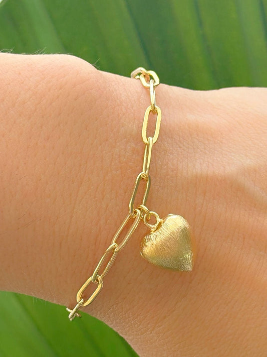 7-inch bracelet with long links and small hearts 10199