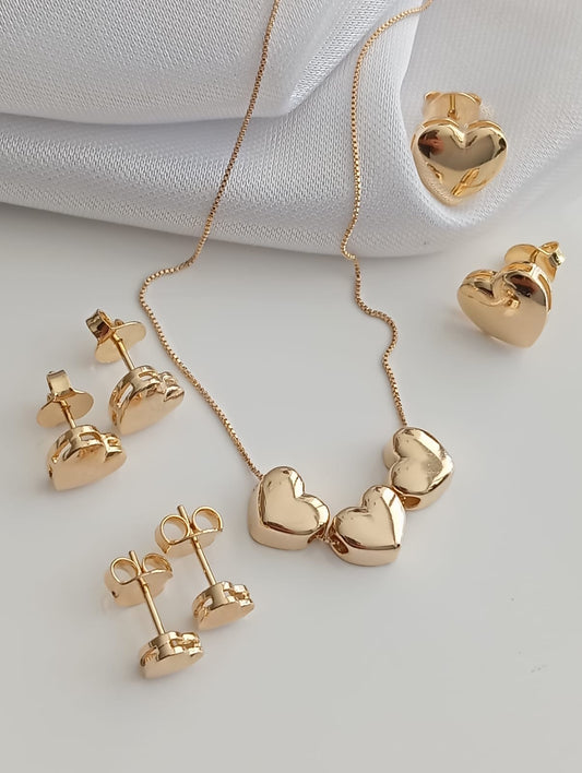 Smooth 3 Hearts Necklace 9668