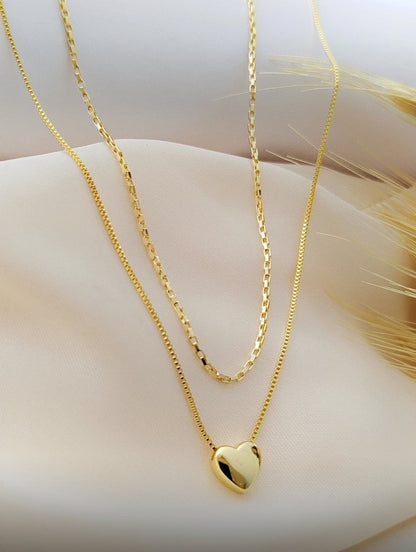 Necklace with Smooth Heart and Cutout Base