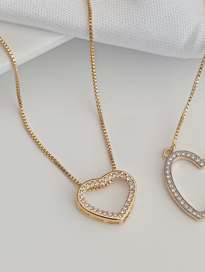 Small Heart Necklace with 1 Pavé Strip